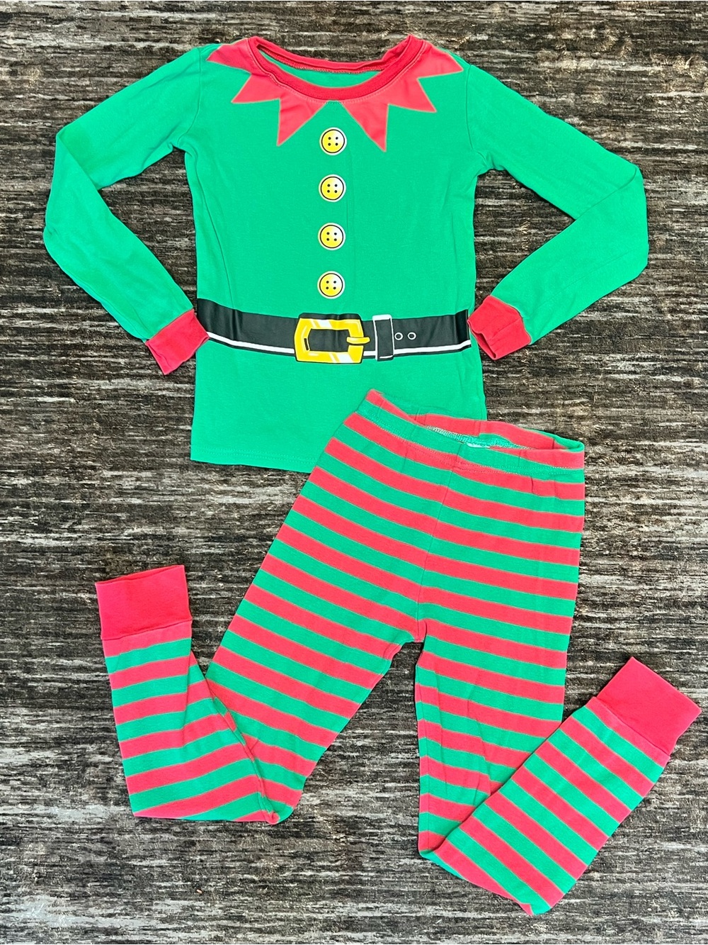 Children's Green & Red Elf Pajama Set